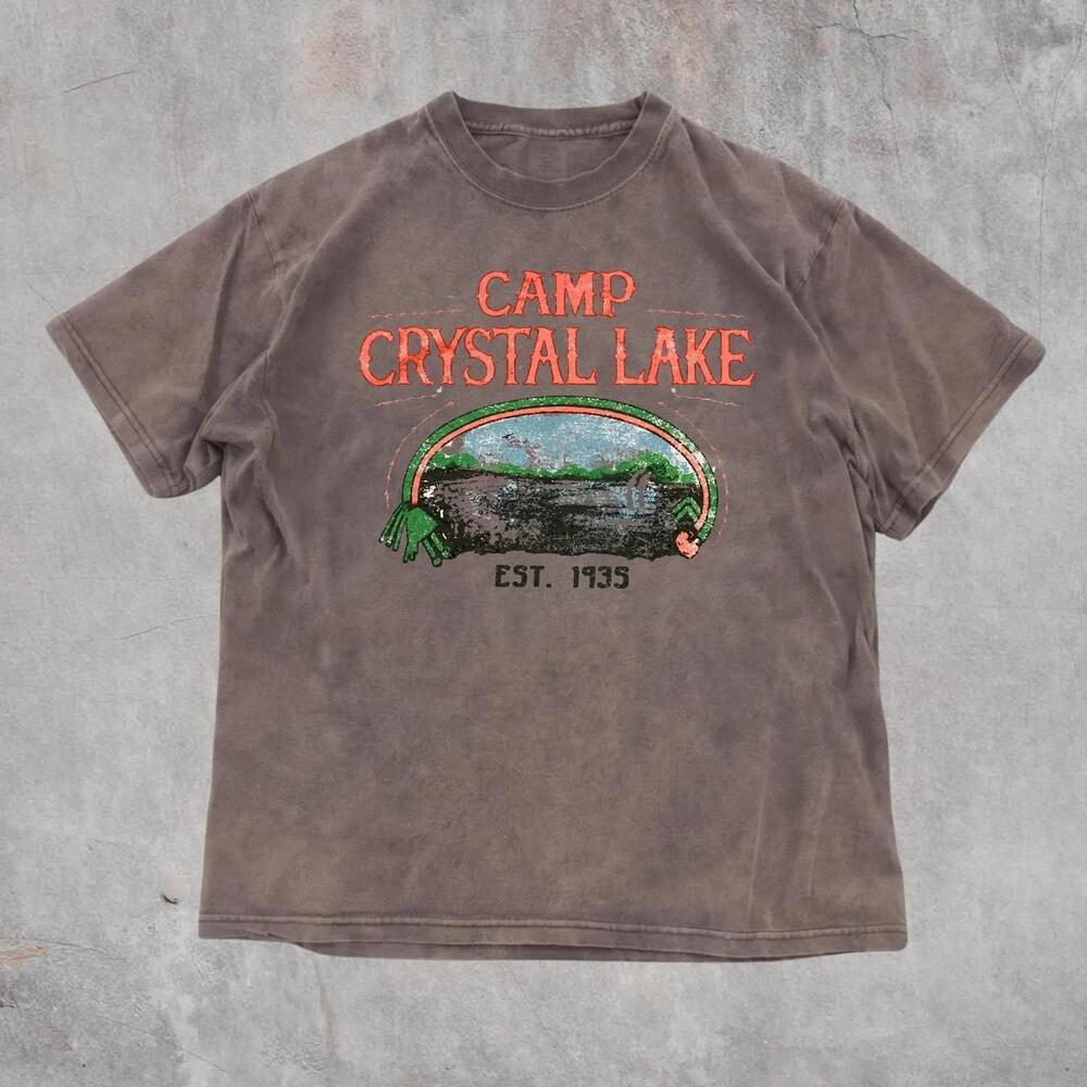 Camp Crystal Lake Horror Tshirt, Friday The 13Th Slasher Movie Shirt